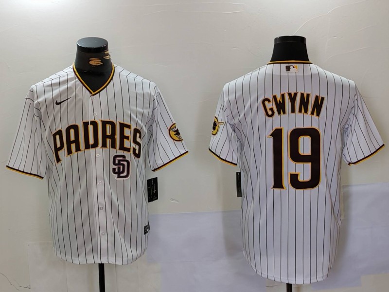Personalized Men’s San Diego Padres #19 19 Tony Gwynn White Cool Base Stitched Baseball Jersey