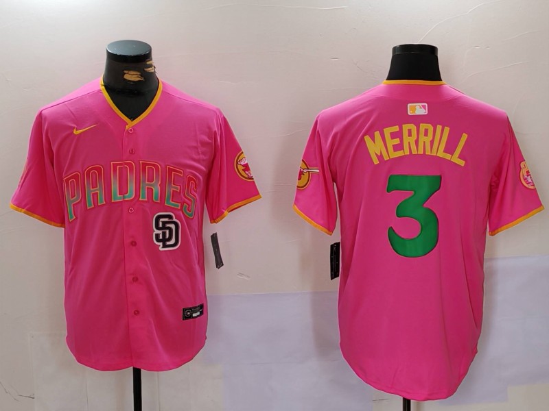 Personalized Men’s San Diego Padres #3 Jackson Merrill Red Cool Base Stitched Baseball Jerseys