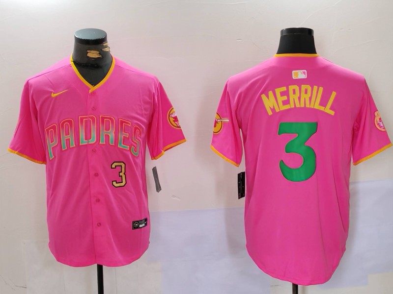 Personalized Men’s San Diego Padres #3 Jackson Merrill Red Cool Base Stitched Baseball Jerseys