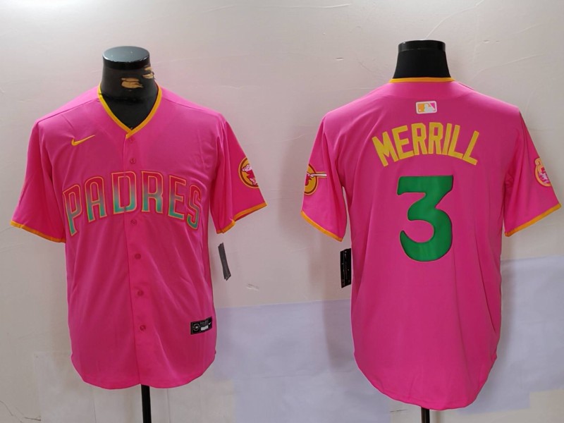 Personalized Men’s San Diego Padres #3 Jackson Merrill Red Cool Base Stitched Baseball Jerseys