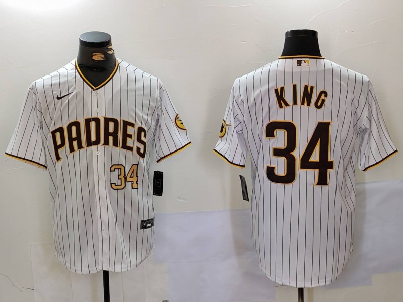 Personalized Men’s San Diego Padres #34 Michael King White Cool Base Stitched Baseball Jerseys