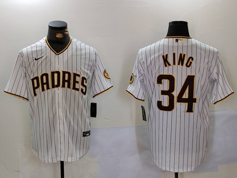 Personalized Men’s San Diego Padres #34 Michael King White Cool Base Stitched Baseball Jerseys