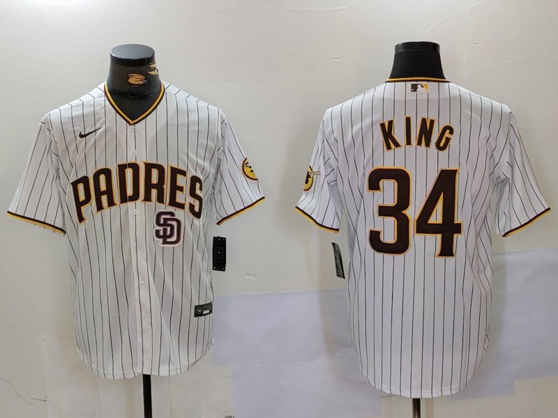 Personalized Men’s San Diego Padres #34 Michael King White Cool Base Stitched Baseball Jerseys