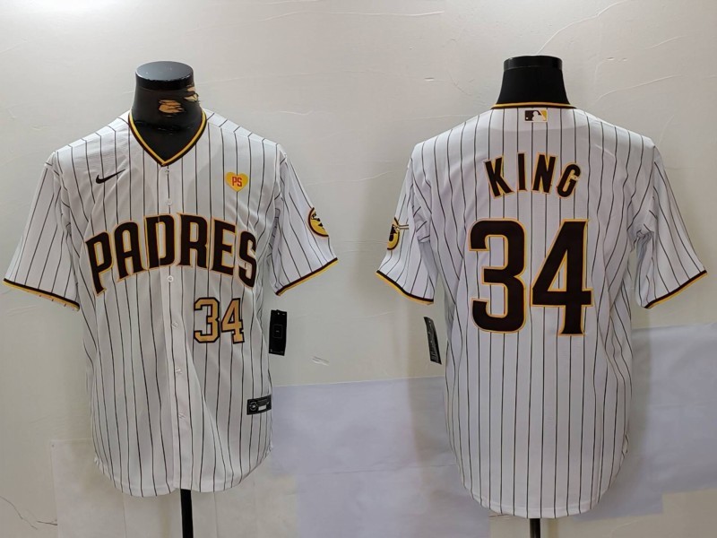 Personalized Men’s San Diego Padres #34 Michael King White Cool Base Stitched Baseball Jerseys