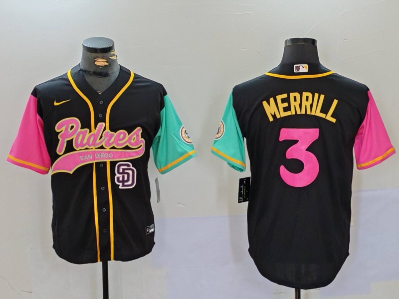 Personalized Men’s San Diego Padres #3 Jackson Merrill Black Cool Base Stitched Baseball Jerseys