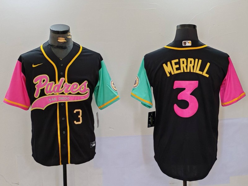 Personalized Men’s San Diego Padres #3 Jackson Merrill Black Cool Base Stitched Baseball Jerseys