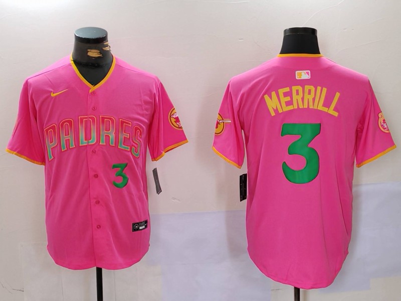 Personalized Men’s San Diego Padres #3 Jackson Merrill Red Cool Base Stitched Baseball Jerseys