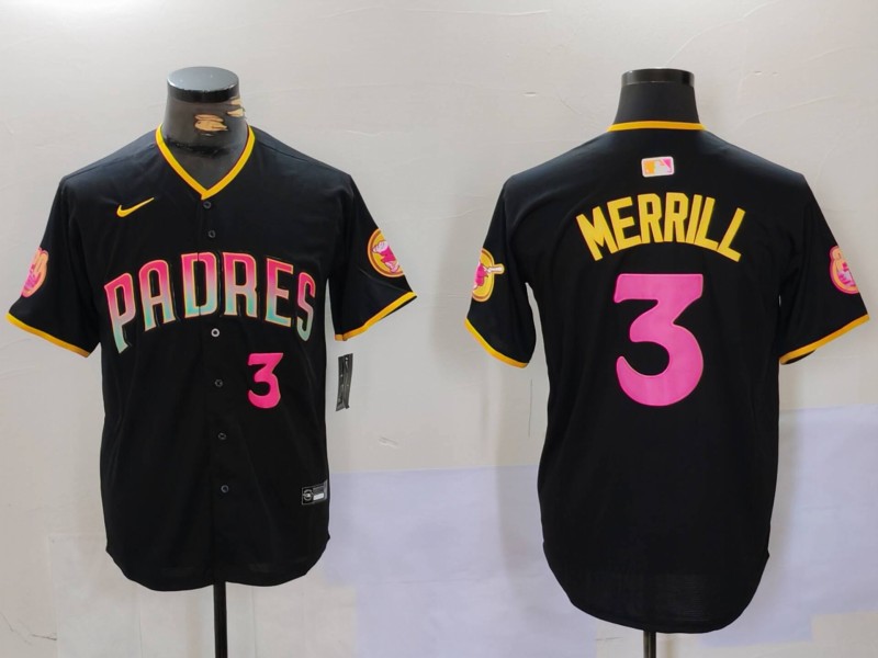 Personalized Men’s San Diego Padres #3 Jackson Merrill Black Cool Base Stitched Baseball Jerseys