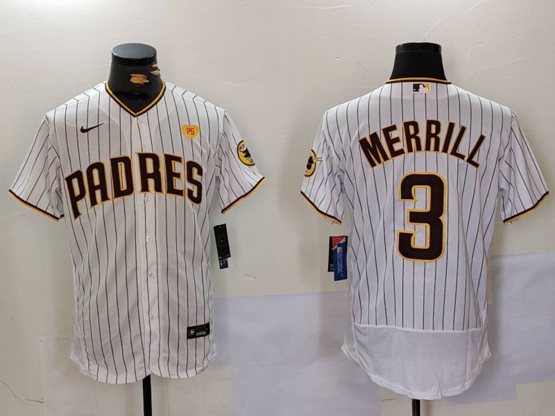 Personalized Men’s San Diego Padres #3 Jackson Merrill white Cool Base Stitched Baseball Jerseys