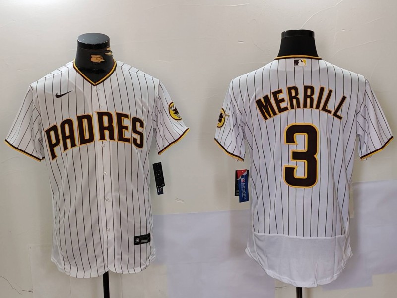 Personalized Men’s San Diego Padres #3 Jackson Merrill white Cool Base Stitched Baseball Jerseys