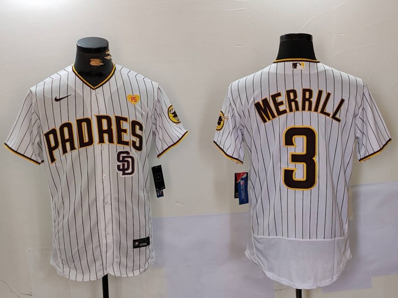 Personalized Men’s San Diego Padres #3 Jackson Merrill white Cool Base Stitched Baseball Jerseys