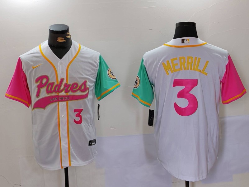 Personalized Men’s San Diego Padres #3 Jackson Merrill white Cool Base Stitched Baseball Jerseys