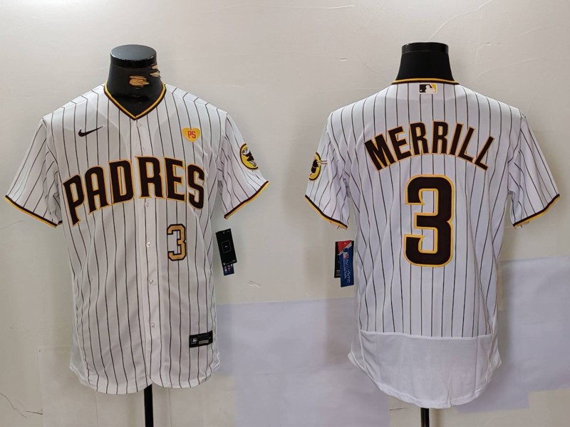 Personalized Men’s San Diego Padres #3 Jackson Merrill white Cool Base Stitched Baseball Jerseys