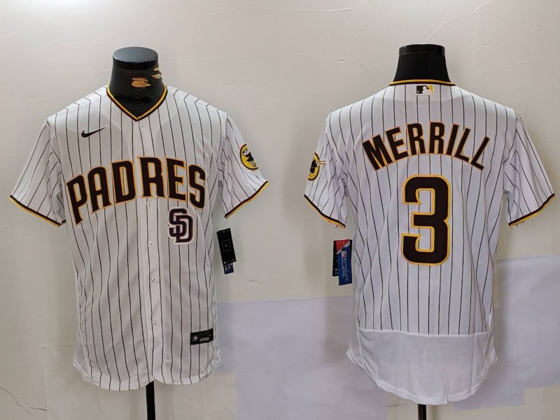 Personalized Men’s San Diego Padres #3 Jackson Merrill white Cool Base Stitched Baseball Jerseys