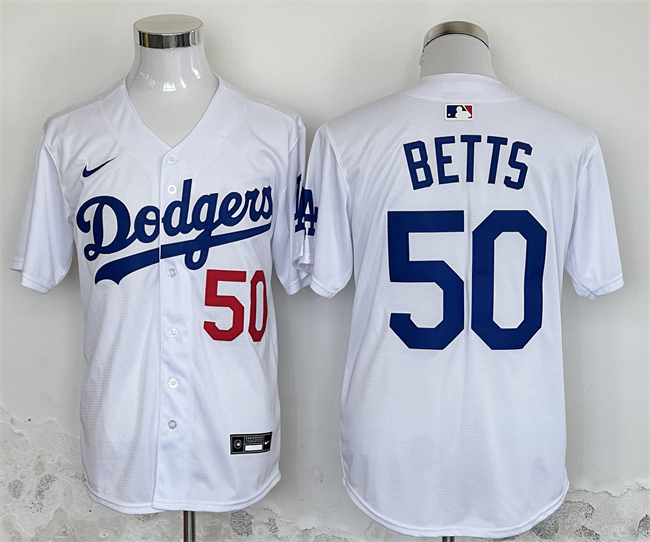Personalized Men’s Los Angeles Dodgers #50 Mookie Betts White 2024 Limited Stitched Baseball Jersey