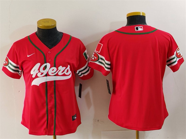 Personalized Women’s San Francisco 49ers Blank Red Mexico With Patch Cool Base Stitched Baseball Jersey(Run Small)