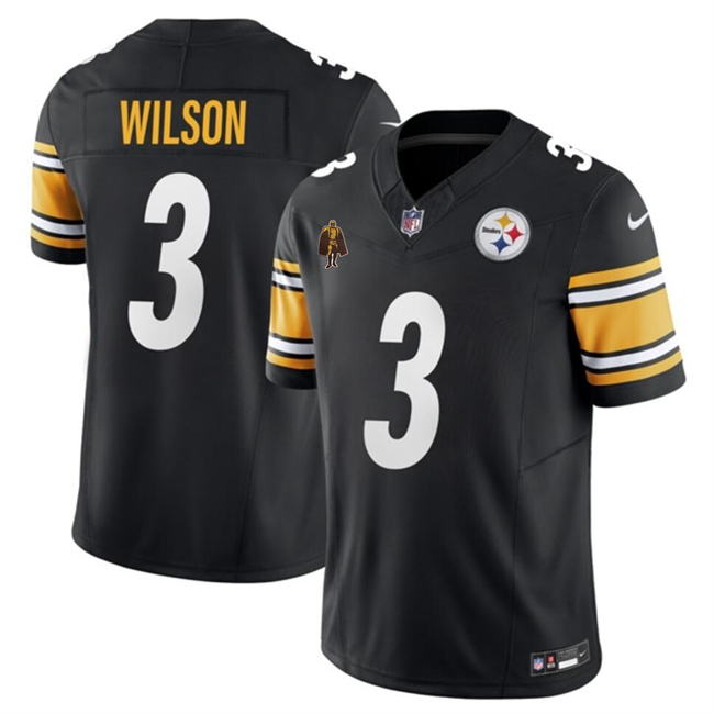 Personalized Men’s Pittsburgh Steelers #3 Russell Wilson Black F.U.S.E. With Walter Payton Patch Untouchable Limited Stitched Jersey
