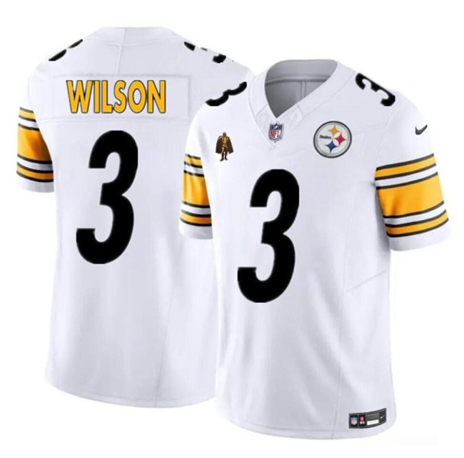 Personalized Men’s Pittsburgh Steelers #3 Russell Wilson White F.U.S.E. With Walter Payton Patch Untouchable Limited Stitched Jersey