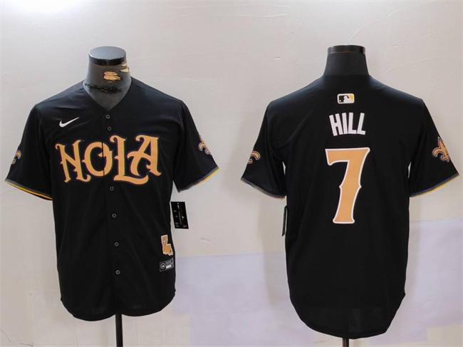 Personalized Men’s New Orleans Saints #7 Taysom Hill Black Cool Base Stitched Baseball Jersey