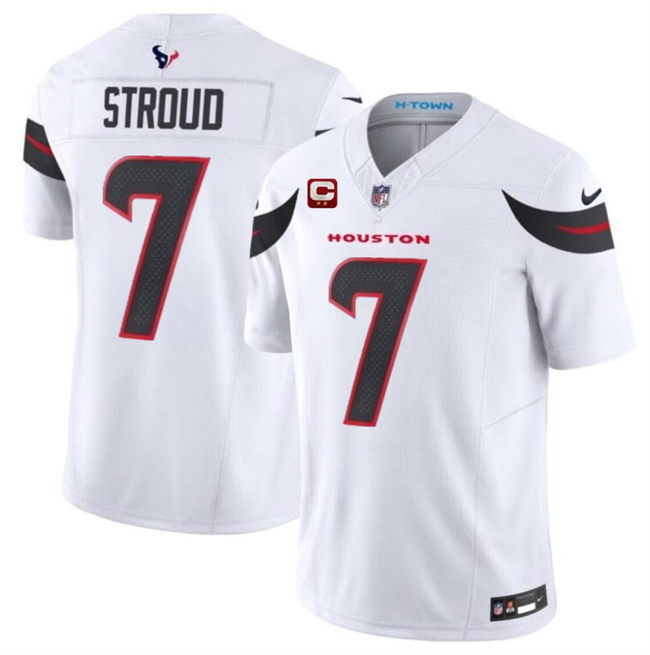 Personalized Men’s Houston Texans #7 C.J. Stroud White 2024 F.U.S.E. With 2-Star C Patch Limited Stitched Jersey