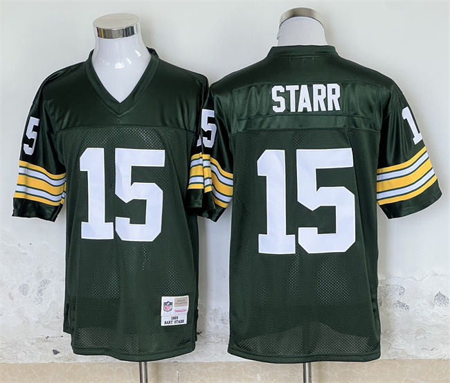 Personalized Men’s Green Bay Packers #15 Bart Starr Green Throwback Stitched Jersey