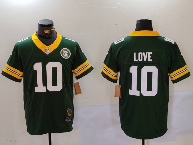 Personalized Men’s Green Bay Packers #10 Jordan Love Green 2023 F.U.S.E. With Patch Limited Stitched Football Jersey