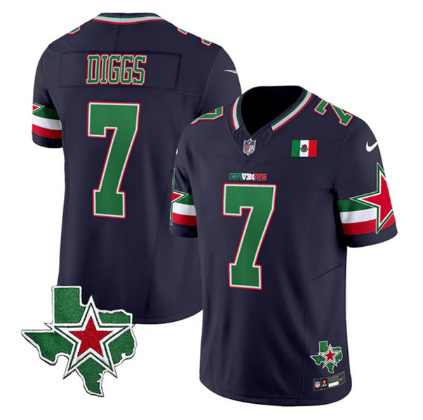 Personalized Men’s Dallas Cowboys #7 Trevon Diggs 2024 Mexico Navy F.U.S.E. Stitched Football Jersey