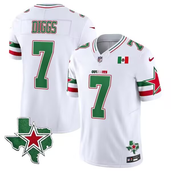 Personalized Men’s Dallas Cowboys #7 Trevon Diggs 2024 Mexico White F.U.S.E. Stitched Football Jersey