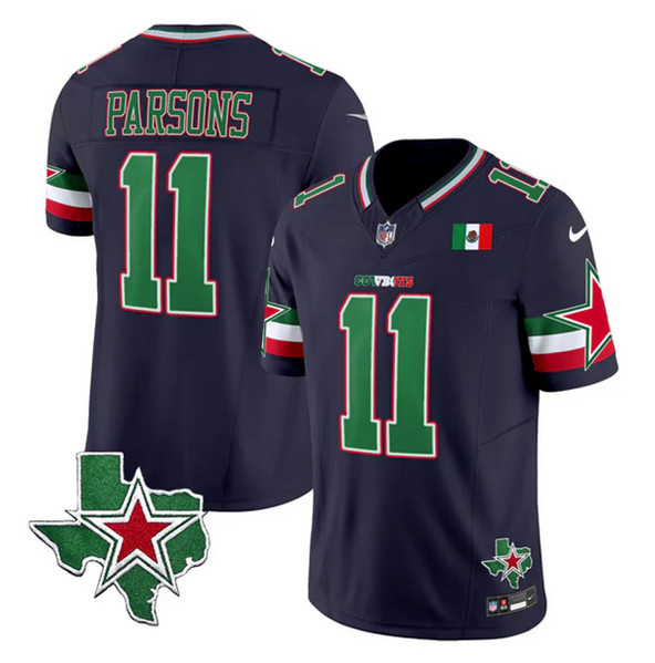 Personalized Men’s Dallas Cowboys #11 Micah Parsons 2024 Mexico Navy F.U.S.E. Stitched Football Jersey