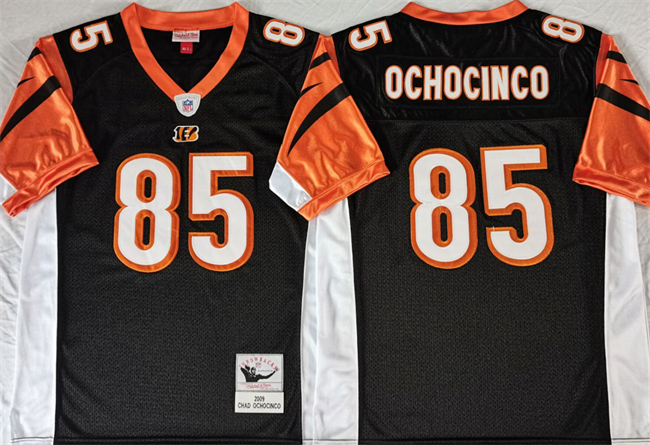 Personalized Men’s Cincinnati Bengals #85 Chad Ochocinco Black Throwback Stitched Jersey