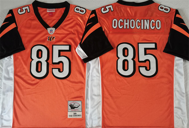 Personalized Men’s Cincinnati Bengals #85 Chad Ochocinco Orange Throwback Stitched Jersey