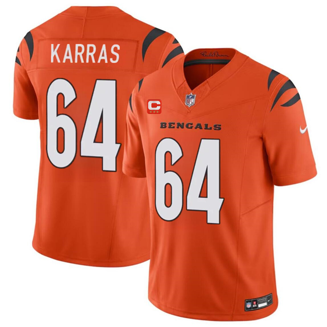 Personalized Men’s Cincinnati Bengals #64 Ted Karras Orange 2024 F.U.S.E With 3-Star C Patch Untouchable Limited Stitched Jersey