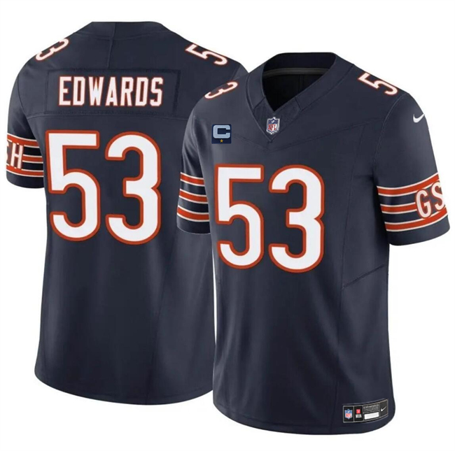 Personalized Men’s Chicago Bears #53 T.J. Edwards Navy 2024 F.U.S.E. With 1-Star C Patch Untouchable Limited Stitched Football Jersey