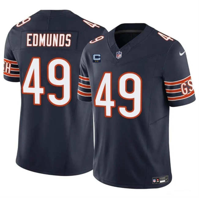 Personalized Men’s Chicago Bears #49 Tremaine Edmunds Navy 2024 F.U.S.E. With 2-Star C Patch Untouchable Limited Stitched Football Jersey