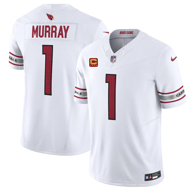 Personalized Men’s Arizona Cardinals #1 Kyler Murray White 2024 F.U.S.E. With 4-Star C Patch Untouchable Limited Stitched Football Jersey