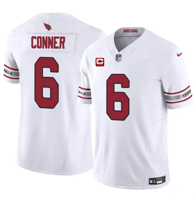 Personalized Men’s Arizona Cardinals #6 James Conner White 2024 F.U.S.E. With 3-Star C Patch Untouchable Limited Stitched Football Jersey