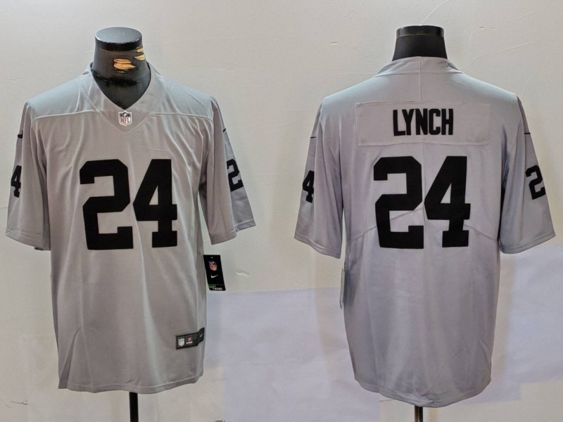 Personalized Men’s Las Vegas Raiders #24 Marshawn Lynch Grey Untouchable Limited Stitched Jersey