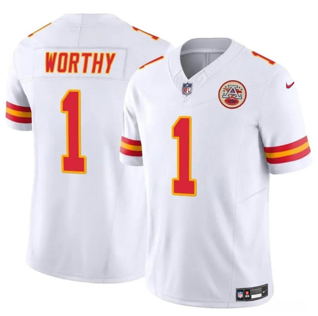 Personalized Men’s Kansas City Chiefs #1 Xavier Worthy White 2023 F.U.S.E Untouchable Limited Stitched Football Jersey