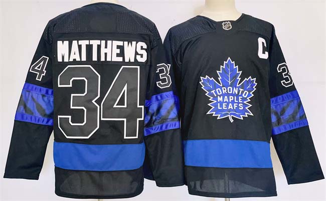 Personalized Men’s Toronto Maple Leafs #34 Auston Matthews Black 2024-25 Stitched Jersey