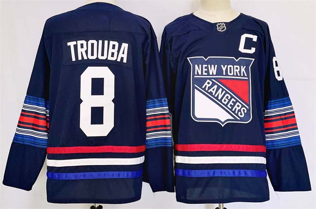 Personalized Men’s New York Rangers #8 Jacob Trouba Navy 2024-25 Stitched Jersey