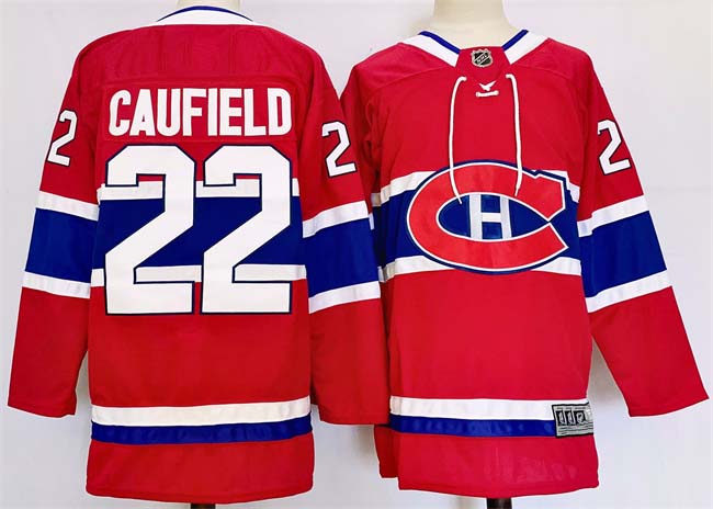 Personalized Men’s Montreal Canadiens #22 Cole Caufield Red 2024-25 Stitched Jersey