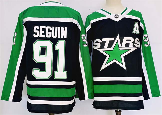 Personalized Men’s Dallas Stars #91 Tyler Seguin Black 2024-25 Reverse Retro Stitched Jersey