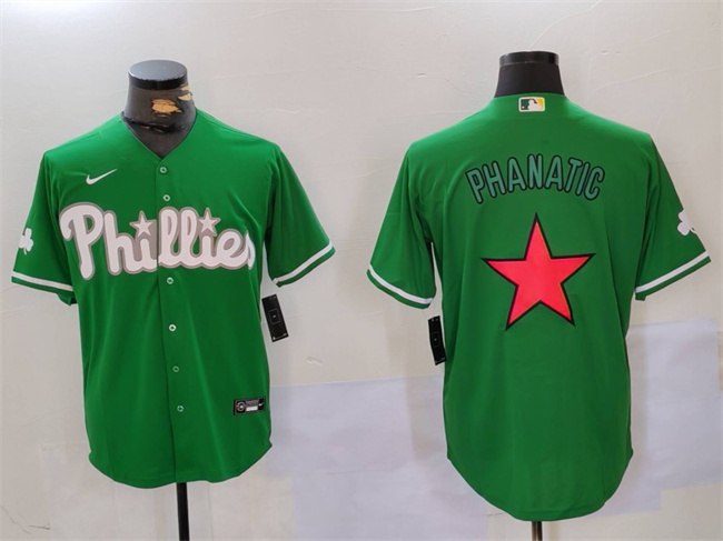 Personalized Men’s Philadelphia Phillies Phanatic Green Cool Base Stitched Jerseys