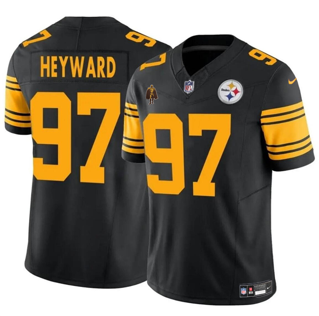 Personalized Men’s Pittsburgh Steelers #97 Cameron Heyward Black F.U.S.E. With Walter Payton Patch Color Rush Limited Stitched Jersey