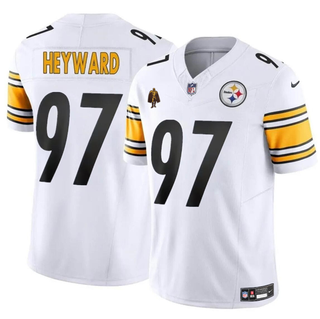Personalized Men’s Pittsburgh Steelers #97 Cameron Heyward White F.U.S.E. With Walter Payton Patch Untouchable Limited Stitched Jersey