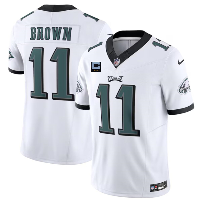 Personalized Men’s Philadelphia Eagles #11 A. J. Brown White F.U.S.E With 2-Star C Patch Untouchable Limited Stitched Football Jersey