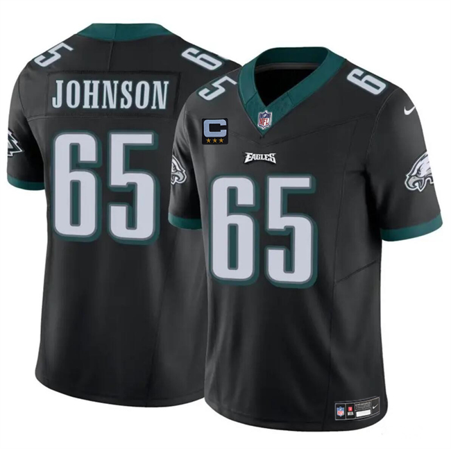 Personalized Men’s Philadelphia Eagles #65 Lane Johnson Black F.U.S.E With 3-Star C Patch Untouchable Limited Stitched Football Jersey