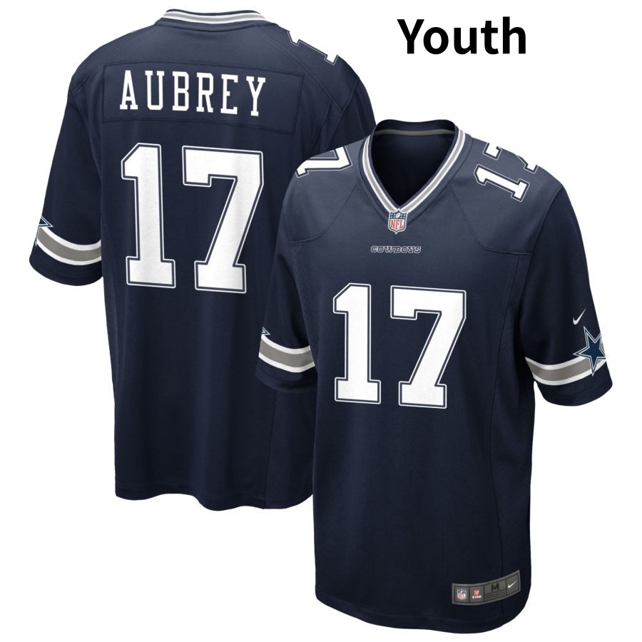 Personalized Youth Dallas Cowboys #17 Brandon Aubrey Limited Navy Untouchable Jersey