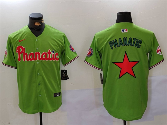 Personalized Men’s Philadelphia Phillies Phanatic Green Cool Base Stitched Jersey
