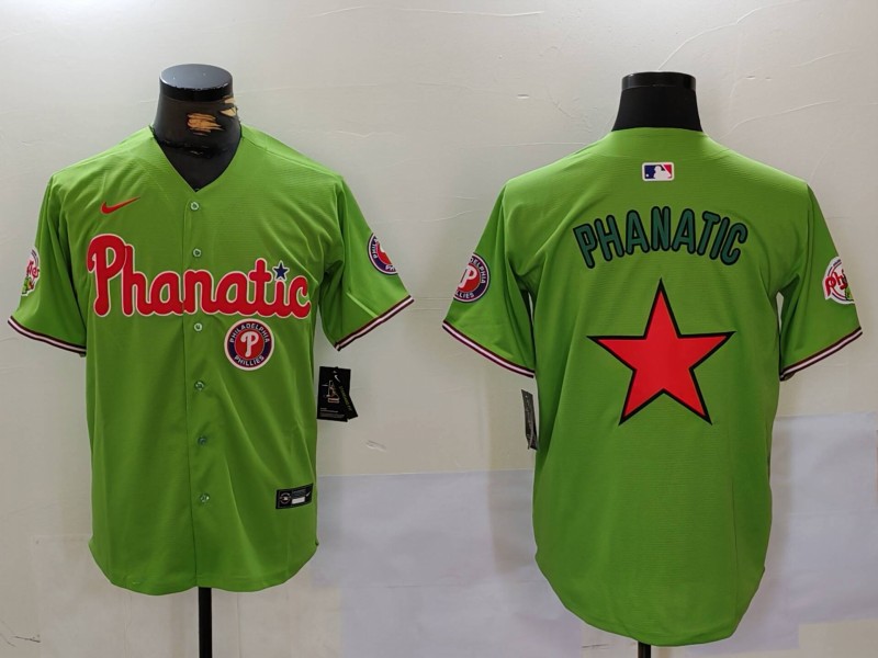 Personalized Men’s Philadelphia Phillies Phanatic Green Cool Base Stitched Jerseys